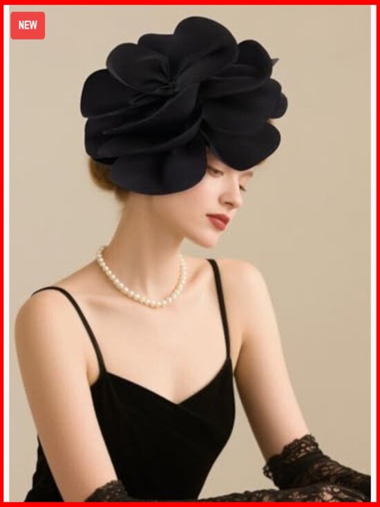 Large Flower Fascinator Headband for Weddings Cocktail Parties Gatsby Events main image 5